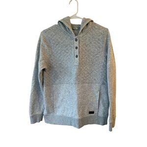 L.L.Bean Quilted Snap Button Hoodie Sweatshirt Heather Gray Women's Size Medium